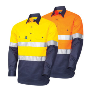 DS2164T1 Lightweight Vented L/S Closed Front Hi-Vis Drill Shirt With 3M Tape